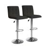 Bar Stools 1 Set of 2, Counter Height Bar Stools, Square Cushion Bar Stools with Back, Footstool, Cafe, Black, 2 pieces