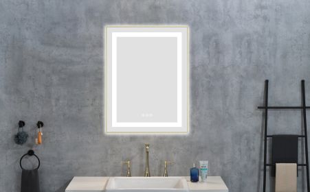 24 x 28 Inch LED Bathroom Mirror with Front and Backlight, Wall Mounted Vanity Mirror with Aluminum Frame, Anti-Fog, Memory, 3 Colors
