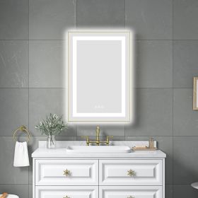 20 x 32 Inch LED Bathroom Mirror with Front and Backlight, Wall Mounted Vanity Mirror with Aluminum Frame, Anti-Fog, Memory, 3 Colors