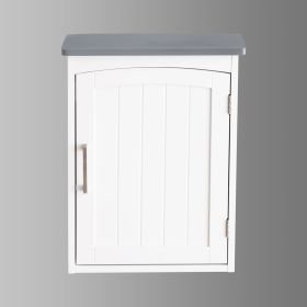 FRALIMK Small Bathroom Wall Cabinet, Medicine Cabinet Organizer for Bathroom, Kitchen, Living Room, White and Gray Top, MDF Material