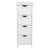 Bathroom Storage Cabinet Sleek 4 Drawer White Wooden Organizer Durable P2 MDF Easy Assembly with Hardware Kit Ideal for Bathroom and Bedroom Decor