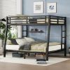 Metal Full XL over Queen Bunk Bed for Teens and Adults,Space-Saving/Noise Reduced/No Box Spring Needed,Black