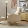 Modern Accent Rocking Chair Rocking Chair with Solid Wood Legs, Upholstered Nursery Glider Rocker, Comfy Armchair with Side Pocket