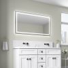 55 x 30 Inch LED Bathroom Mirror with Front and Backlight, Wall Mounted Vanity Mirror with Aluminum Frame, Anti-Fog, Memory, 3 Colors