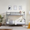 Twin over Full Bunk Bed with Flexible Ladder,Kids Solid Wood Bed Frame,Strong Wooden Slats, Non-Toxic Finishes, No Box Spring Needed,Gray