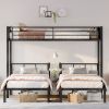 Twin over Twin & Twin Bunk Beds for 3, Twin XL over Twin & Twin Bunk Bed Metal Triple Bunk Bed, Black