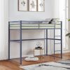 Metal Loft Bed Full Size, Loft Bed Frame with Safety Guard Rails & Flat Ladder, Twin Loft Bed for Kids Teens Adults, Gray