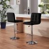 Bar Stools 1 Set of 2, Counter Height Bar Stools, Square Cushion Bar Stools with Back, Footstool, Cafe, Black, 2 pieces