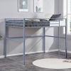 Metal Loft Bed Twin Size, Loft Bed Frame with Safety Guard Rails & Flat Ladder, Twin Loft Bed for Kids Teens Adults, Gray