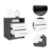Smokey Oak and White 2-Drawer 1-Shelf Rectangle Nightstand
