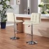 Bar Stools 1 Set of 2, Counter Height Bar Stools, Square Cushion Bar Stools with Back, Footstool, Cafe, White, 2 pieces