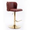 A&A Furniture,Swivel Barstools Adjusatble Seat Height, Modern PU Upholstered Bar Stools with the whole Back Tufted