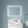 36 x 28 Inch LED Bathroom Mirror with Front and Backlight, Wall Mounted Vanity Mirror with Aluminum Frame, Anti-Fog, Memory, 3 Colors