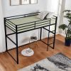 Metal Loft Bed Full Size, Loft Bed Frame with Safety Guard Rails & Flat Ladder, Twin Loft Bed for Kids Teens Adults, Black