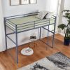 Metal Loft Bed Full Size, Loft Bed Frame with Safety Guard Rails & Flat Ladder, Twin Loft Bed for Kids Teens Adults, Gray
