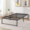 Bed Frame Metal Platform Mattress Foundation with Steel Slat Support, No Box Spring Needed, Easy Assembly, Black