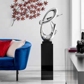 Fluid Abstract 59" Tall Floor Sculpture (Option: Chrome with Black Stand)