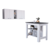 Austin 2 Piece Kitchen Set, Upper Wall Cabinet + Kitchen Island , White /Walnut