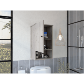 Alaska Medicine Cabinet; With Three Storage Shelves; Single Door Cabinet (Color: LIGHT GRAY)