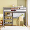 Twin Size Wooden Loft Bed with Shelves, Desk and Writing Board
