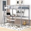 Twin Size Loft Metal&MDF Bed with Desk and Shelf