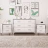 3-Pieces Sets,Dresser and Two Nightstands with Metal Handles and Mirror Decoration, Elegant