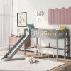 Twin Size Low Loft Bed with Ladder and Slide
