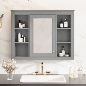35'' x 27.5'' Medicine Cabinet, Wall Mounted Bathroom Storage Cabinet, Modern Bathroom Wall Cabinet with Mirror (Material: MDF, Color: Grey)