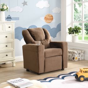 Kids Recliner Chair, Kids Upholstered Couch with One Cup Holder, Footrest, Backrest, Toddlers Velvet Recliner with Headrest and Footrest (Color: as Pic)