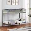Metal Bunk Bed Twin Over Twin, Low Profile Bunk Bed Frame withBuilt-in Ladder, High Guardrail and Metal Slats