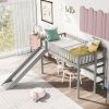 Twin Size Low Loft Bed with Ladder and Slide