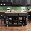53 inch Large Kitchen Island with Drop Leaf,Power Outlet,Door Internal Storage Rack
