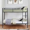Metal Bunk Bed Twin Over Twin, Low Profile Bunk Bed Frame withBuilt-in Ladder, High Guardrail and Metal Slats