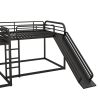 Full and Twin Size L-Shaped Bunk Bed with Slide and Short Ladder