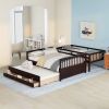 Twin-Over-Full Bunk Bed with Twin size Trundle ;  Separable Bunk Bed with Drawers for Bedroom