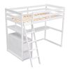 Twin Size Loft Bed with Desk and Shelves;  Two Built-in Drawers