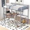 Twin Size Loft Metal&MDF Bed with Desk and Shelf