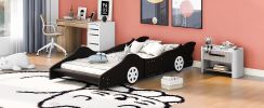 Twin Size Race Car-Shaped Platform Bed with Wheels