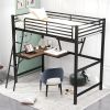 Twin Size Loft Metal&MDF Bed with Desk and Shelf