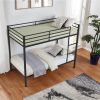Metal Bunk Bed Twin Over Twin, Low Profile Bunk Bed Frame withBuilt-in Ladder, High Guardrail and Metal Slats
